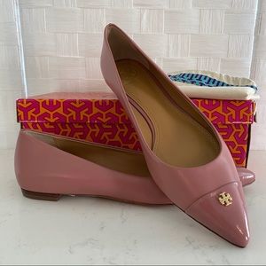Tory Burch Fairford Flat Glossy Silk Glossy US 8.5